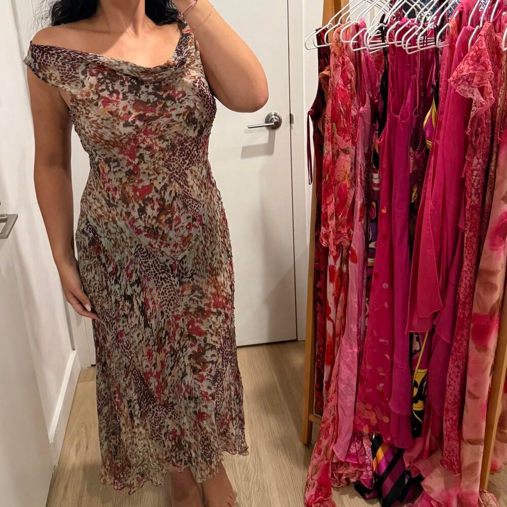 Vintage Silk Fairy Sheer Beaded Floral Dress